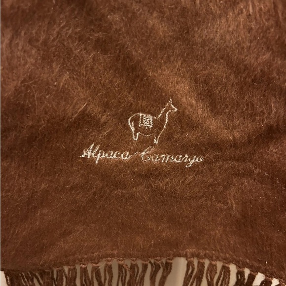 Alpaca Camargo Wool Brown Fringe Scarf - Picture 2 of 11